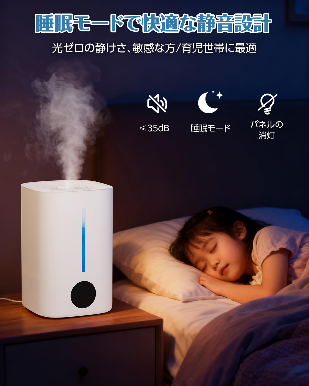 Amazon.co.jp: 加湿器 大容量 5L 超音波式 3段階加湿量 パワフル加湿